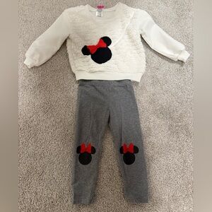 Disney Gray and White Minnie Mouse Sweatshirt and Pants Set